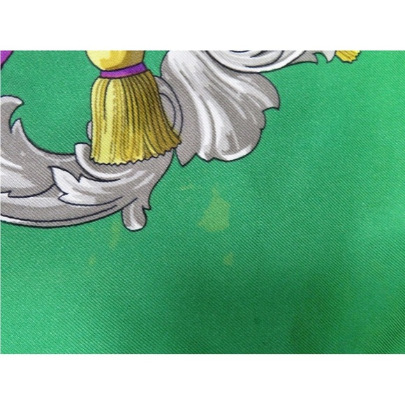 Hermes Green and Gold Scarf with Purple Accents - Picture 12 of 15
